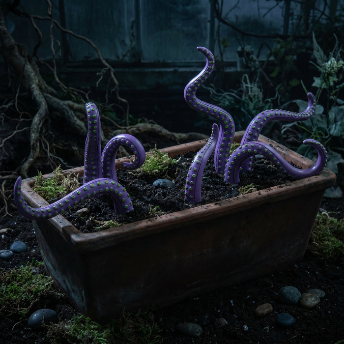 Decorazione vaso di fiori tentacoli viola in azione