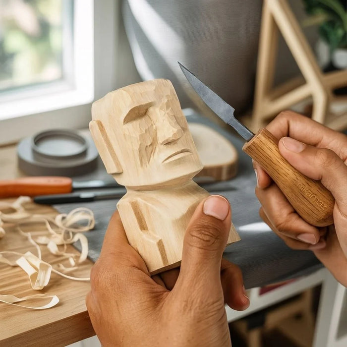 Mikamax Moai Carving Kit - Kit DIY de Talla de Madera Isla de Pascua