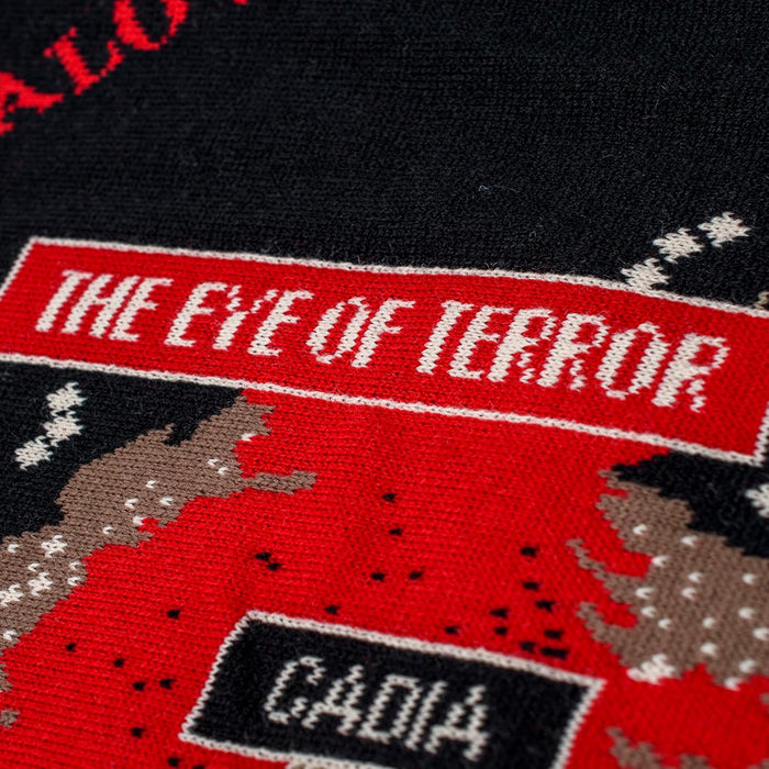 Warhammer 40.000 blanket with red fringe detail