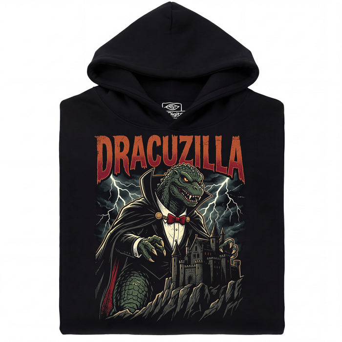 Dracuzilla - Vista frontale Felpa con cappuccio Nero