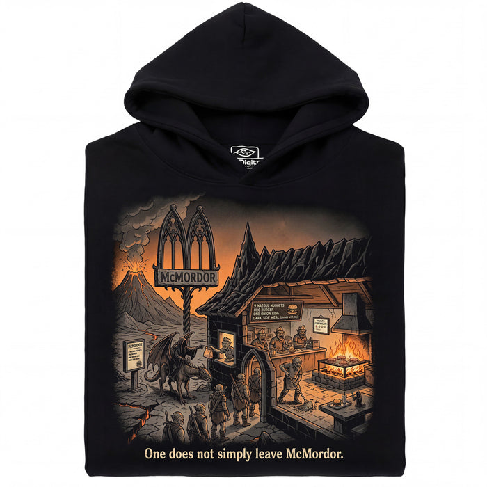 One does not simply leave McMordor - Vista frontale Hoodie Nero
