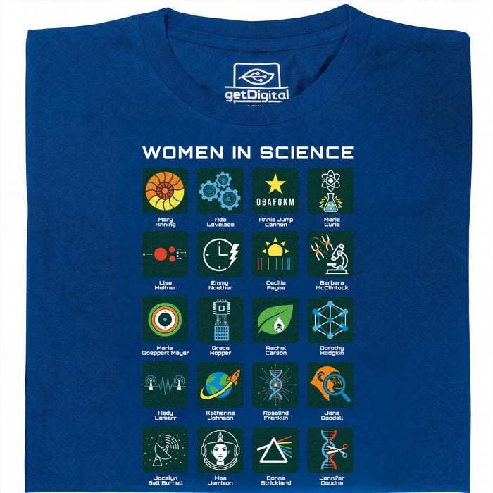 Women in Science - 20 Pioniersvrouwen van de Wetenschap - Hoofdweergave T-Shirt Blauw