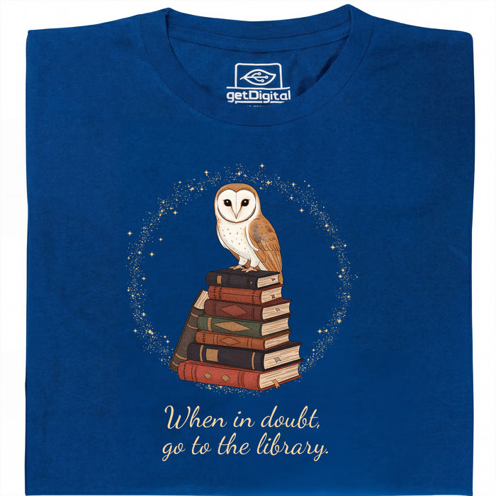 When in doubt, go to the library - Vooraanzicht T-Shirt Blauw