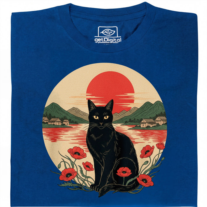 Sunset Cat  - Vista principal Camiseta Azul