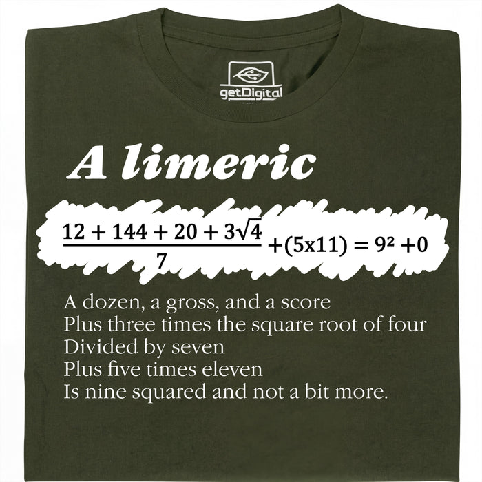 A Limerick - Poema matemático con ecuación - Vista principal Camiseta Verde Oscuro