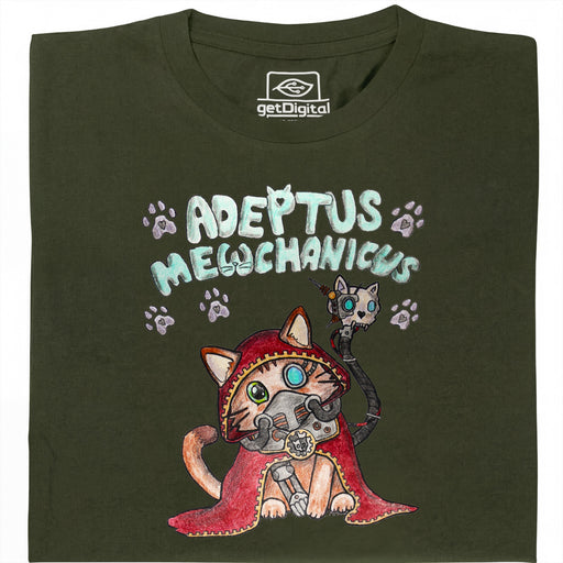Adeptus Meowchanicus - Voorkant T-Shirt Donkergroen