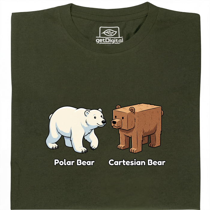 Cartesian Bear - Hoofdweergave T-Shirt Donkergroen