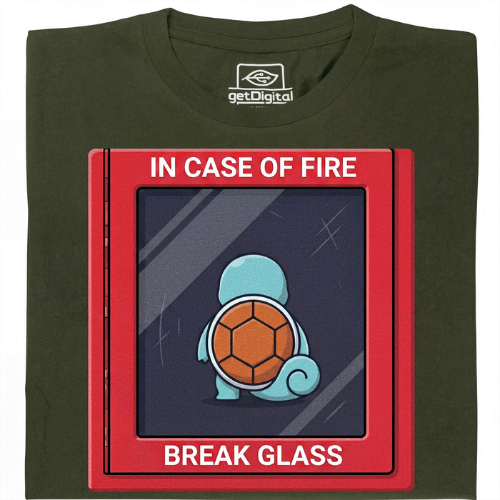 In Case of Fire - Break Glass - Hoofdweergave T-Shirt Donkergroen