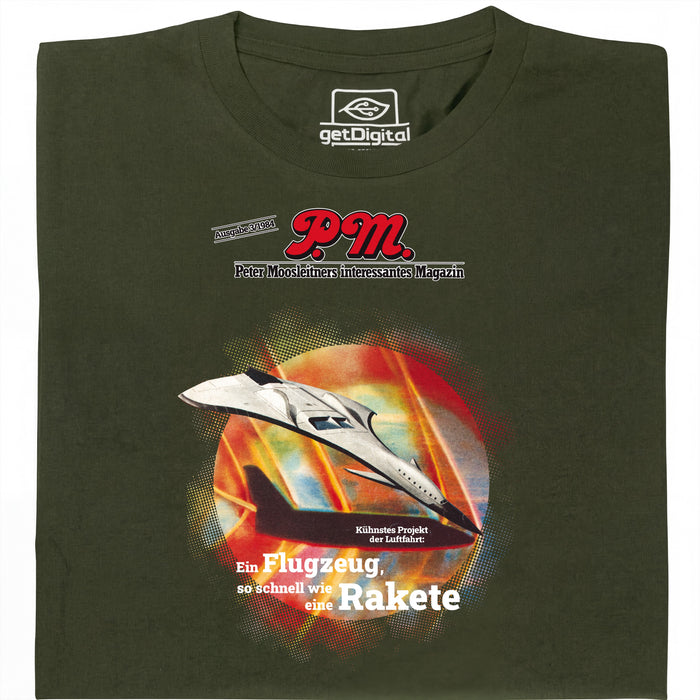 P.M. Magazine 3/1984 Avión como Cohete - Vista principal Camiseta Verde Oscuro