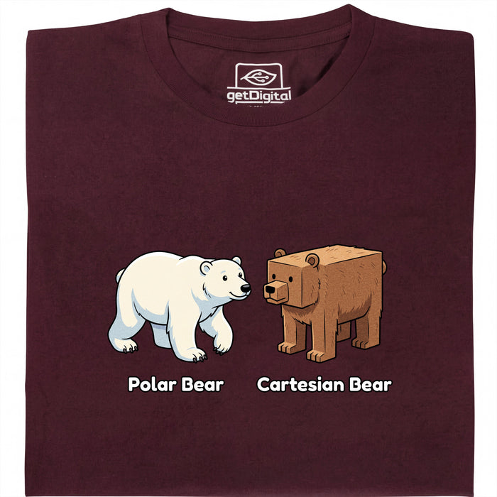 Cartesian Bear - Hoofdweergave T-Shirt Donkerrood