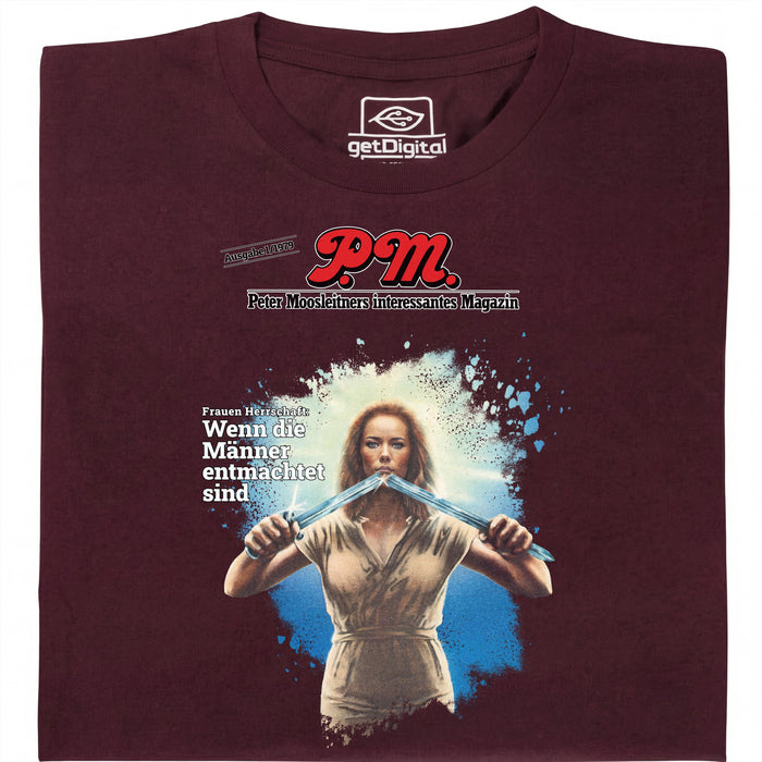 P.M. Magazine 1/1979 Gobierno de Mujeres - Vista principal Camiseta Rojo Oscuro