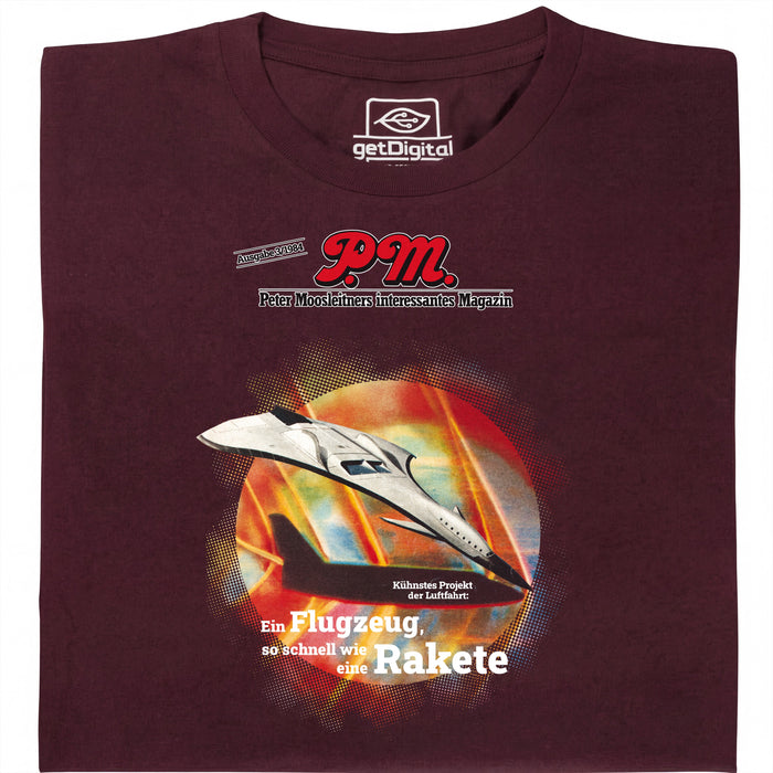 P.M. Magazine 3/1984 Avión como Cohete - Vista principal Camiseta Rojo Oscuro