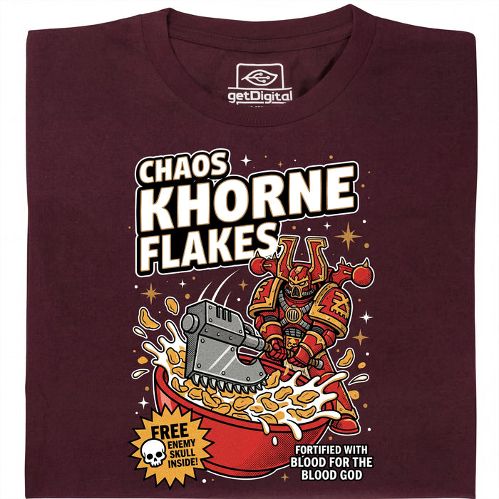 Chaos Khorne Flakes - Vista principale T-Shirt Rosso Scuro