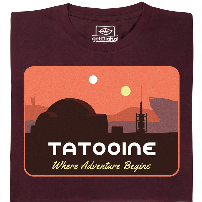 Where Adventure Begins - Hoofdaanzicht T-shirt Donkerrood