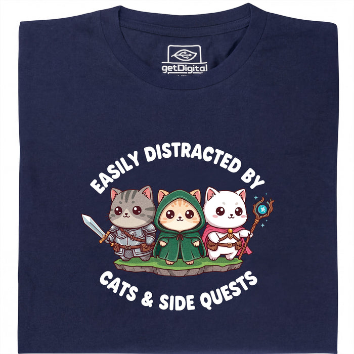 Cats &amp; Sidequests - Main view T-Shirt Navy Blue