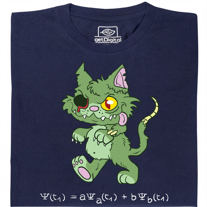 Schrödinger's Kat - Zombie-Editie - Hoofdweergave T-Shirt Marineblauw