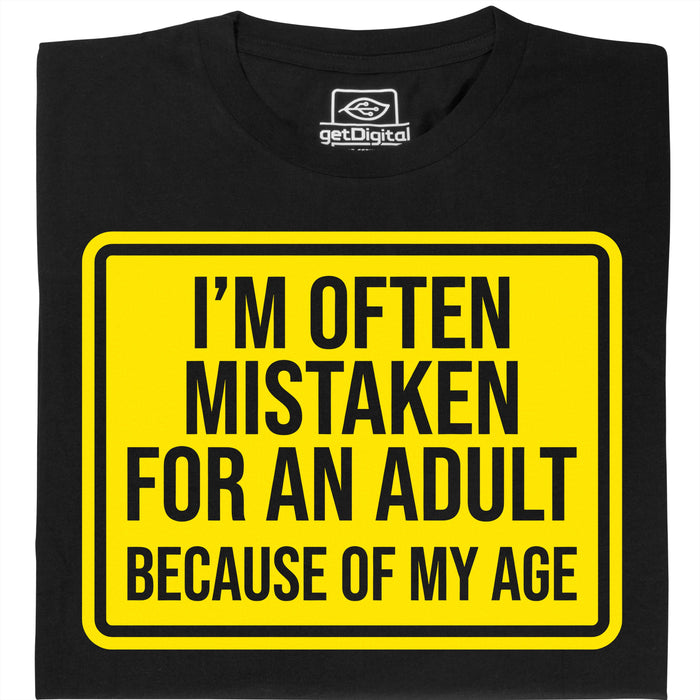 Mistaken For An Adult - Vista principal Camiseta Negro