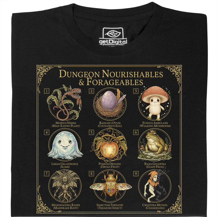 Dungeon Nourishables - Vista principale T-shirt Nero