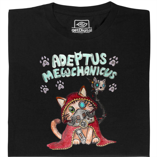 Adeptus Meowchanicus - Voorkant T-Shirt Zwart