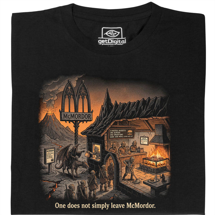One does not simply leave McMordor - Hauptansicht T-Shirt Schwarz
