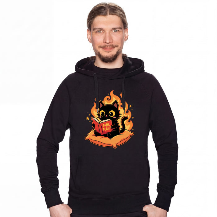 Black Cat Reading "Evil Plans" - Evil Plans with Style - Hoodie Man David