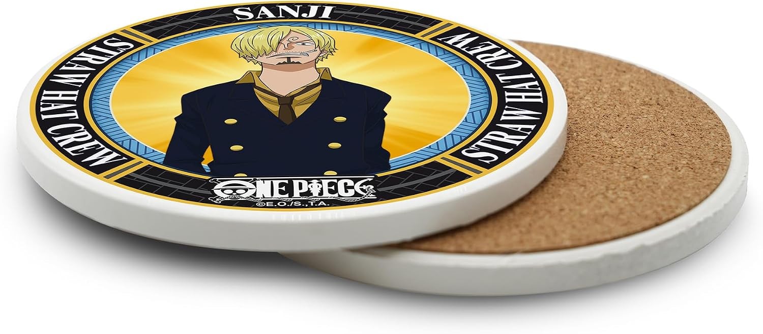 One Piece keramische onderzetter met Sanji-motief, zijkant