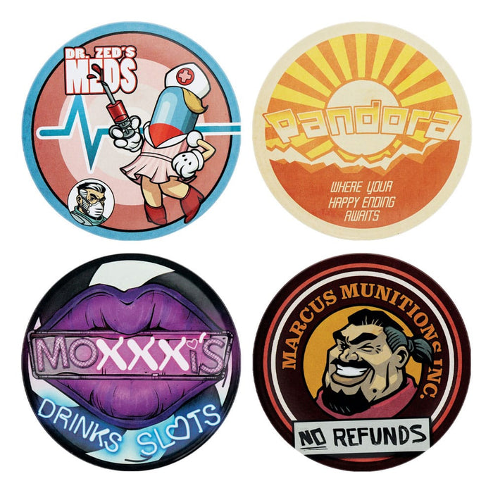 Borderlands Onderzetters set van 4 (metaal, kurken achterkant)