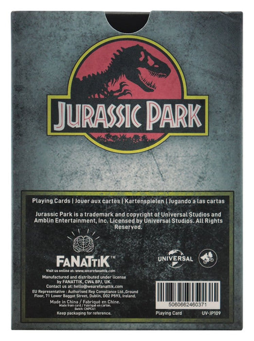Jurassic Park cadeaubox met speelkaarten, pin en sleutelhanger