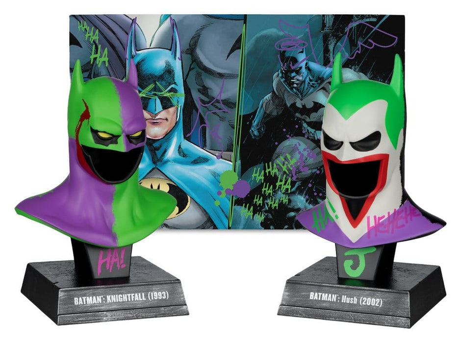 Batman Maskerreplica's Knightfall en Hush in Joker-look