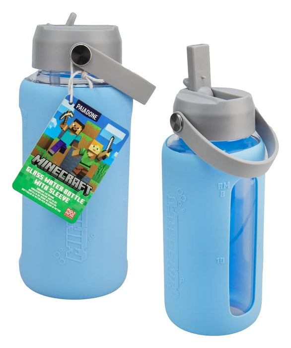 Minecraft Glass Water Bottle with Protective Sleeve